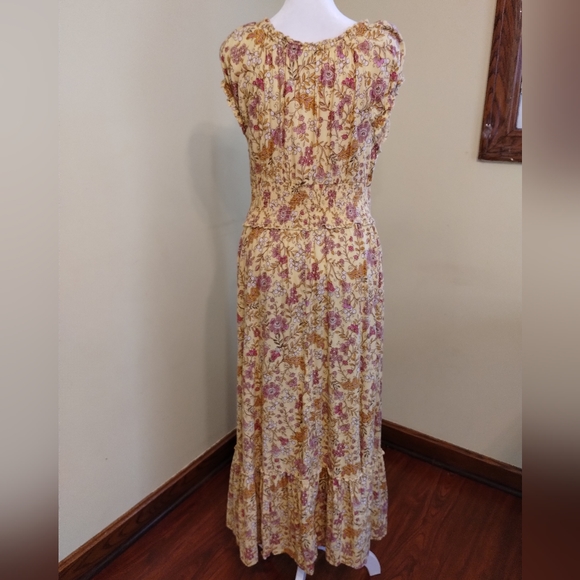 Old Navy Women's Yellow Floral Smocked Maxi Dress Short sleeve Size L - Picture 7 of 16